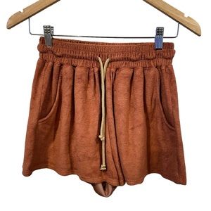 house of harlow terry towel shorts terracotta supima cotton small S revolve